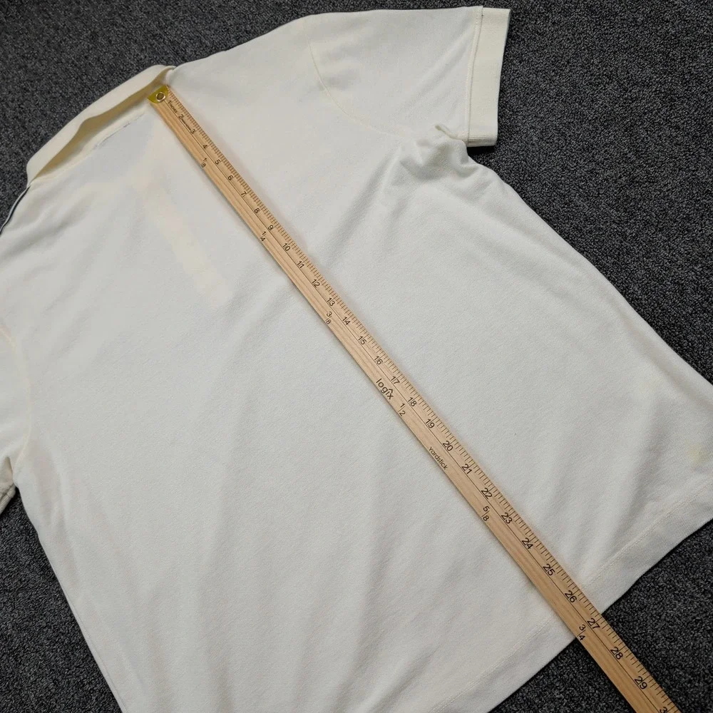 True Religion Y2K Damask Polo Shirt L Off White Horseshoe Tape Streetwear Mens